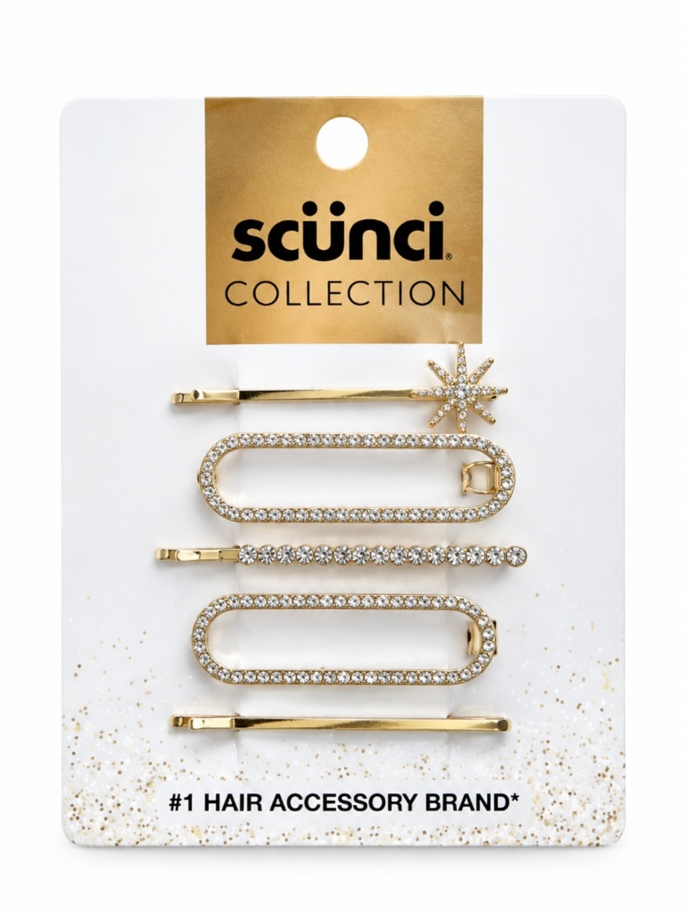 Scünci Collection Gold Rhinestone Hair Clip Bobby Pin Set NWT